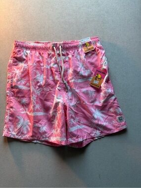The Endless Summer Men's Pink Tropical Print Swim Shorts